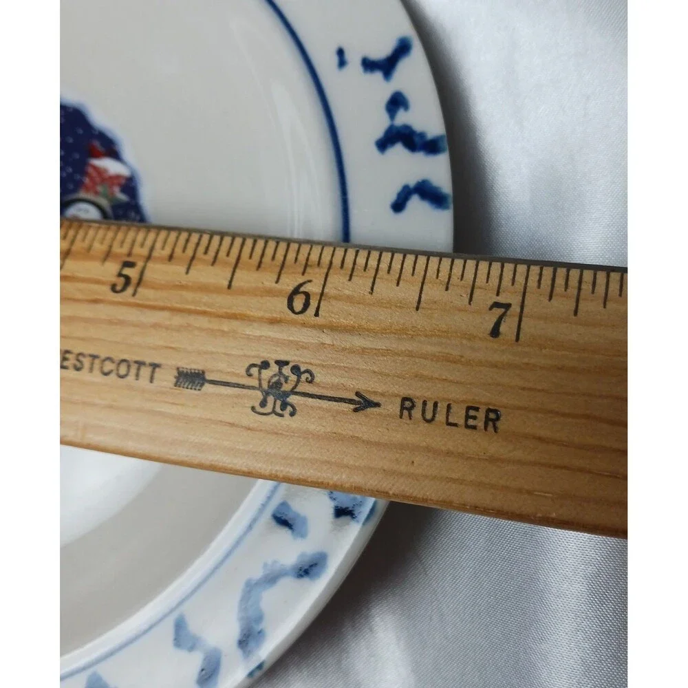 LET IT SNOW CERAMIC SNOWMAN DINNER/BREAD PLATE SET FOR 2